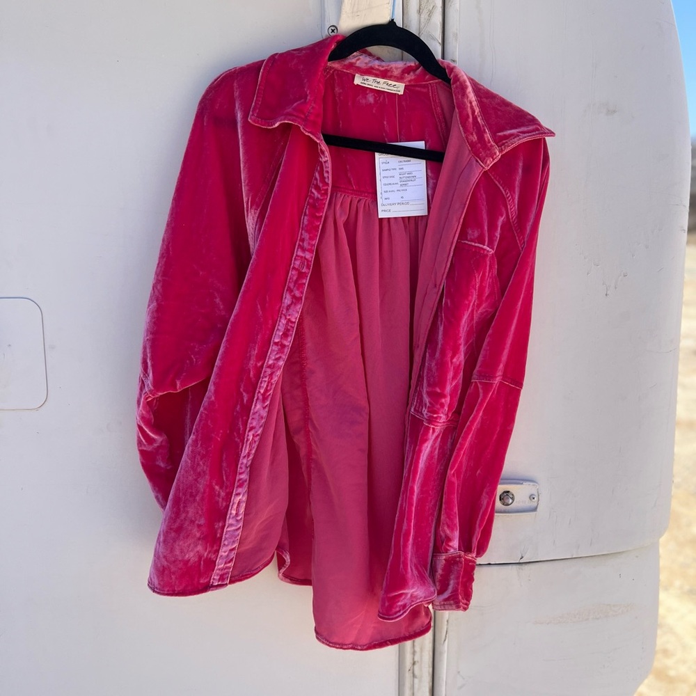 Free People Pink Teddy Jacket with Hood